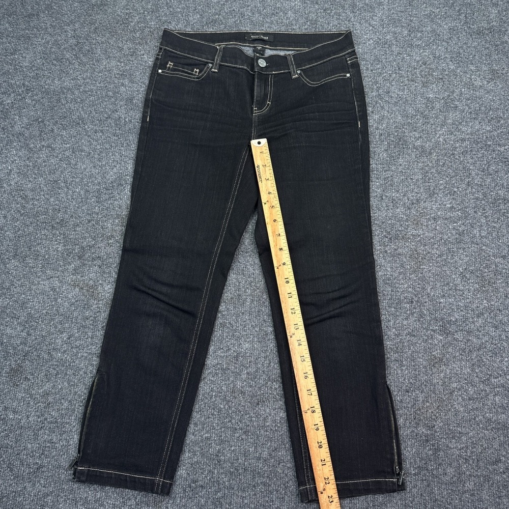 White House Black Market Noir Cropped Jeans Womens Size 0 Black Low Rise Stretch - Picture 4 of 12